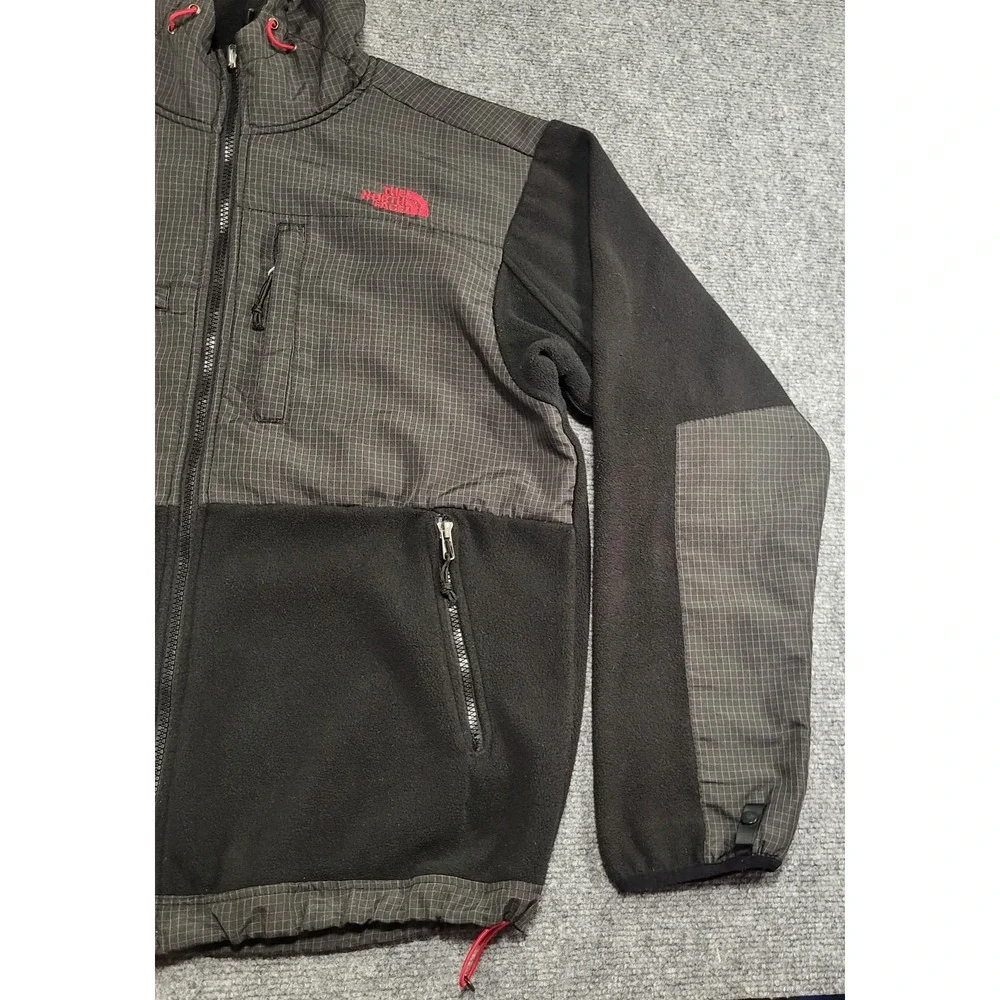 VTG THE NORTH FACE DENALI FULL ZIP HOODIE FLEECE BLACK & GRAY JACKET SIZE SMALL